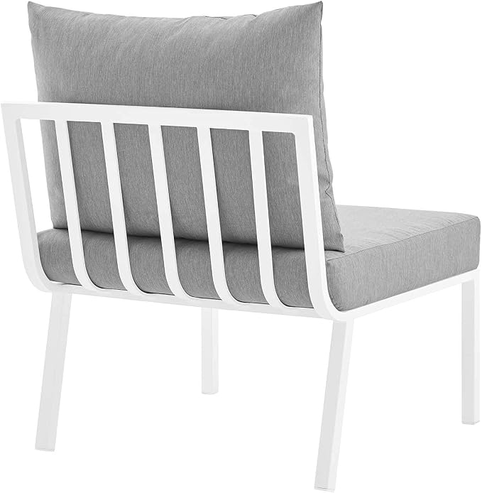 Modway Riverside 4 Piece Sectional Set with Armchair and Table, 61. 5" L x 114" w x 28" H, White Gray
