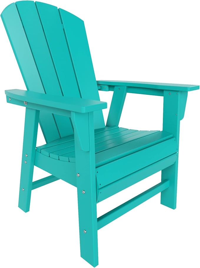 WestinTrends Malibu 5 Piece Adirondack Outdoor Dining Set, All Weather Poly Lumber Patio Table and Chairs Furniture Set, 43" Trestle Square Dining Table and 4 Adirondack Dining Chair, Turquoise