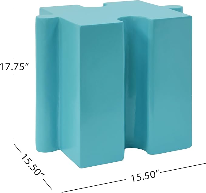 Christopher Knight Home Daton 3 Piece Interlocking Outdoor Side Table Set, Modular Lightweight Concrete Coffee Table, Convertible MGO End Table for Indoor&Outdoor, Creative Set Up, Sky Blue