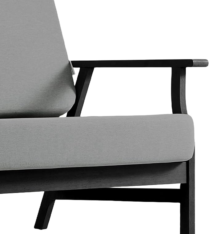 3 Pieces Patio Furniture Sets, Black Wood Outdoor Sectional Furniture with Coffee Table, 5 Seats Patio Sofa Couch Conversation Set for Backyard Deck - Gray