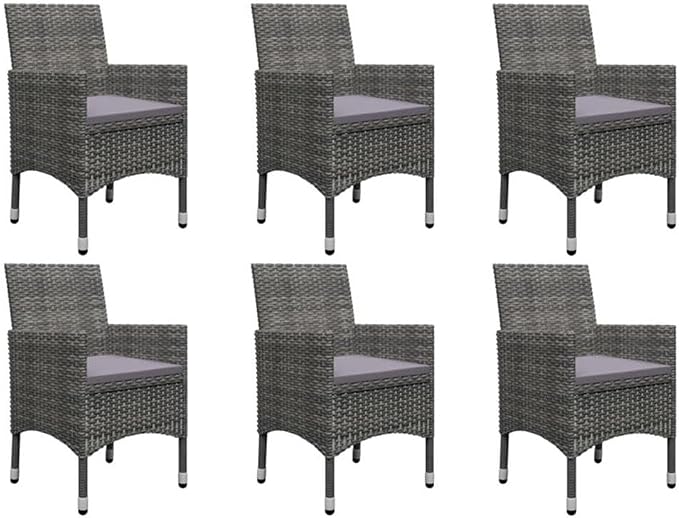 BOWERY HILL 7-Piece Solid Acacia Wood Patio Dining Set, Ergonomic Chairs with Weather-Resistant Cushions, Oiled Gray Finish, Durable Metal Frame for Outdoor Garden or Patio Dining, Seats 6