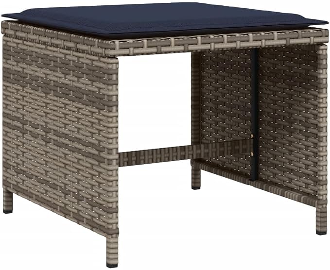 13 Piece Garden Dining Set, PE Rattan Patio Furniture with Table, 8 Chairs and 4 Stools, Space Saving Cube Design for Backyard, Grey