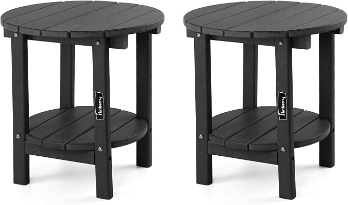 FUNBERRY Outdoor Adirondack Side Table Set of 2, Patio End Tables | 2-Tier, HDPE All Weather, No Rot or Rust or Crack, UV Fade Shield, Save Space, Easy-Clean for Indoor or Outdoor