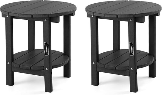 FUNBERRY Outdoor Adirondack Side Table Set of 2, Patio End Tables | 2-Tier, HDPE All Weather, No Rot or Rust or Crack, UV Fade Shield, Save Space, Easy-Clean for Indoor or Outdoor