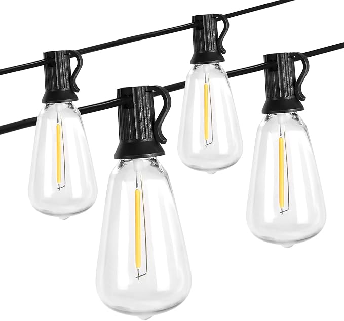 10FT Outdoor String Lights with 10 Bulbs,ST38 1W Plastic LED Bulbs | Shatterproof and Waterproof Edison Bulb String Lights, Perfect for Bistro, Pergola, Backyard and Garden