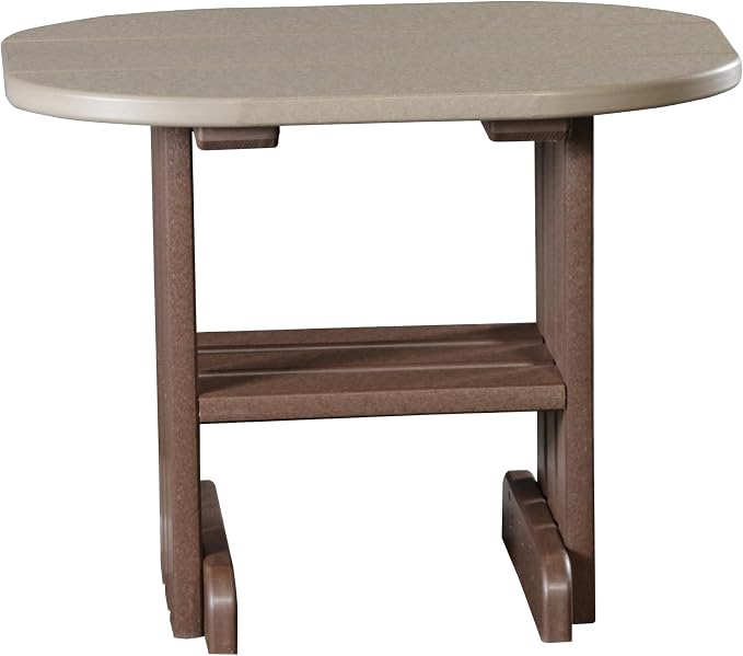 LuxCraft Poly Small Table Stand, Outdoor Side Tables for Patio, Weatherproof Patio End Table for Outside, Eco Friendly and UV Resistant HDPE - Amish Made in USA (Weatherwood & Chestnut Brown)