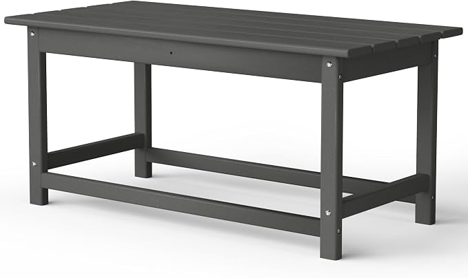 Costaelm Adirondack Conversation Table, HDPE Outdoor Drink Weather Resistant, Outdoor Patio Porch Accent Balcony Table for Pool, Seaside, Backyard, Gray