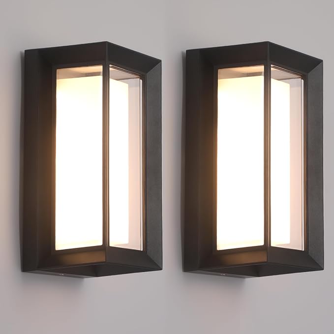 2 Pack Outdoor Wall Lights Exterior/Interior LED 24W Adjustable 3-Color 2100LM IP65 Sconces Lights Waterproof Modern Outdoor Porch Lighting Fixtures Aluminum Wall Lights Compatible with Dimmers