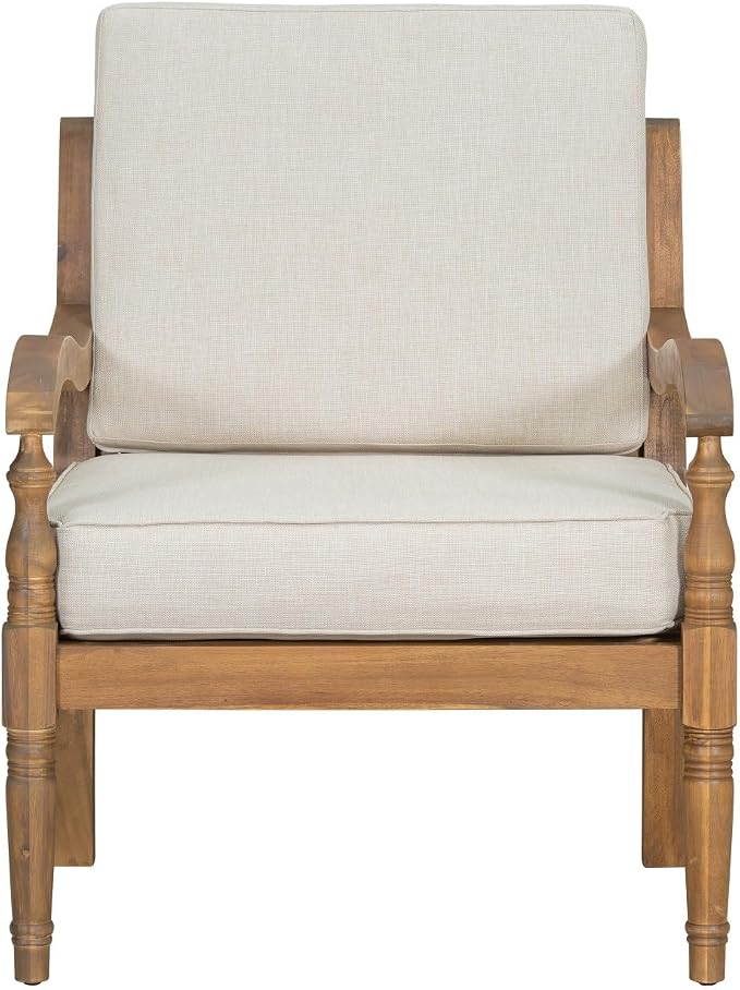 Patio Furniture Set-Single Chair, Outdoor Sectional Furniture with Armrests and Thick Washable Cushions, All-Weather Patio Conversation Set for Backyard, Garden and Poolside, Beige(Series F)
