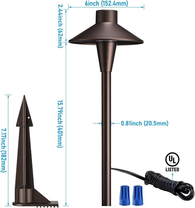 LEONLITE 6-Pack 5CCT Low Voltage LED Pathway Lights, Hat Shape Head | 12-24V AC/DC, IP65, Landscape Path Lights, for Walkway Yard Garden, 1800/2700/3000/4000/5000K, Oil Rubbed Bronze, Aluminum