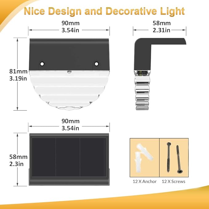 Melunar Solar Deck Lights, 6 Pack Waterproof LED Solar Step Light Outdoor, Fence Lights Solar Powered for Outside, Garden, Patio, Stairs,Yard,10 Lumens, Warm White/Color Changing Lighting