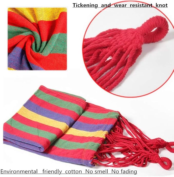 Portable Cotton Hammock, Suitable for Hanging Durable hammocks, Perfect for Camping Outdoor/Indoor Backyard, with Hanging Ropes and Carrying Bags (red, Large)