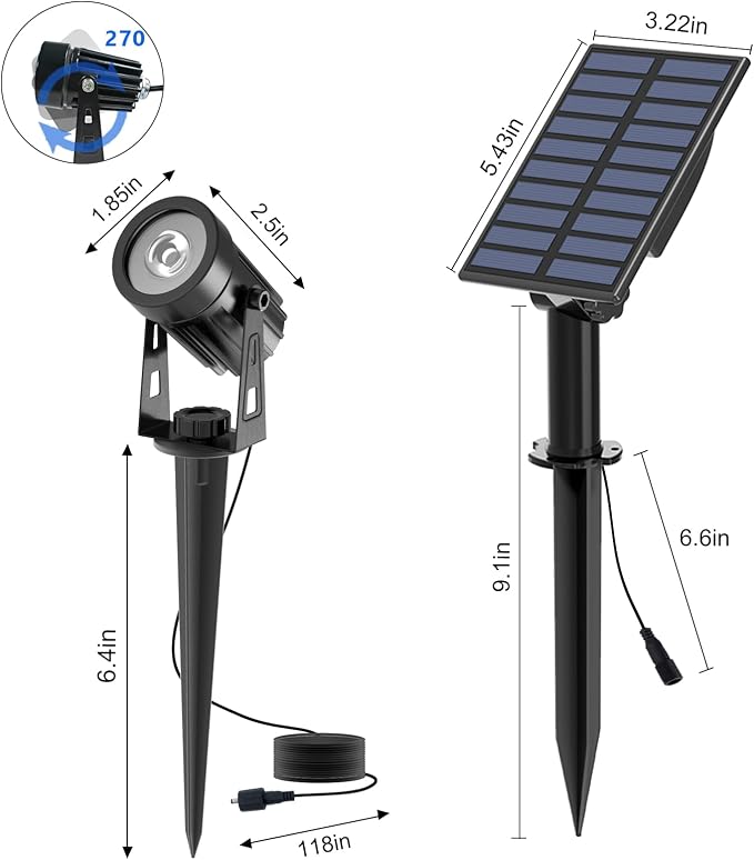 T-SUN Color Changing Solar Spot Lights Outdoor, Outdoor Waterproof RGB Landcape Spotlights, Dusk to Dawn Solar Lights for Garden, Pond, Yard, Trees, Pathway(RGB)