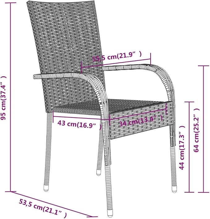 7 Piece Patio Dining Set Gray and Black Outdoor Rattan Table Chairs with Glass Top for Garden Deck Backyard