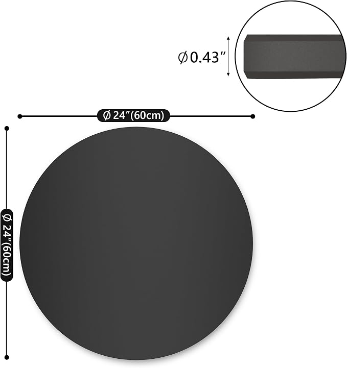 Round Table Top, 23.6” Black Sintered Stone Tabletop, DIY Replacement & Cover Marble Desktop, Scratch & Wear Resistant, Easy to Clean, Suitable for Indoor & Outdoor