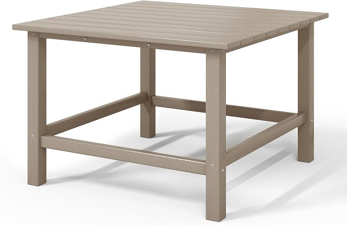 WestinTrends Malibu Kids Outdoor Patio Furniture HDPE 31" Wide Square Dining Table, Weathered Wood