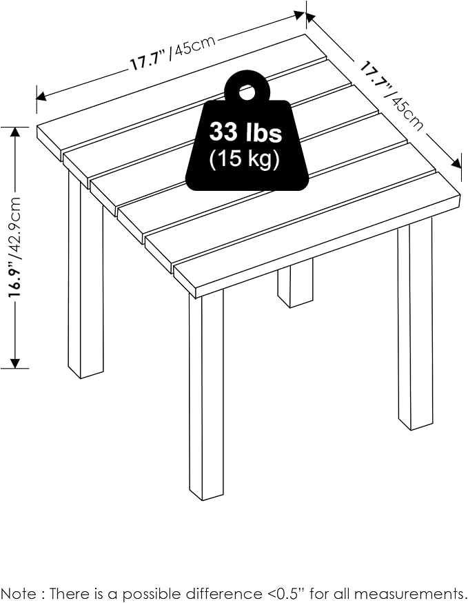 Furinno TIOMAN Patio Table, Outdoor Side Table, Patio End Table, Coffee Table in Teak Oil, for Patio, Garden, Porch, Light Wood