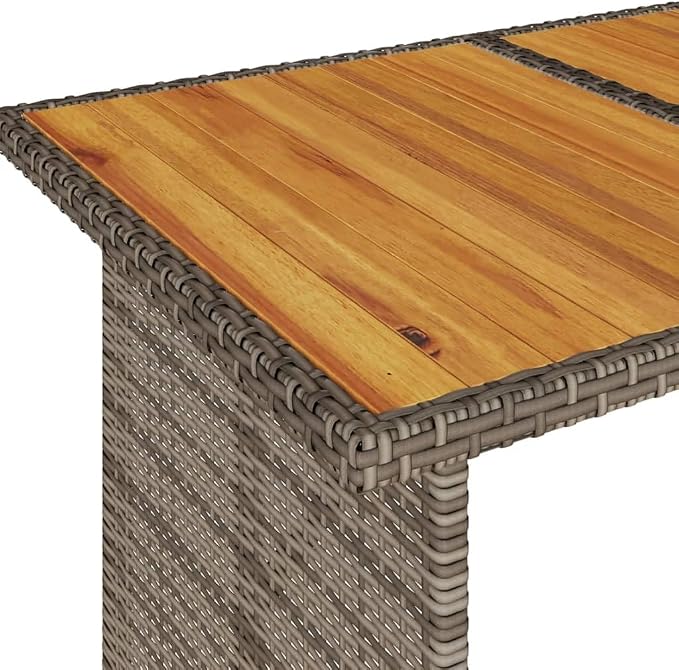 Contemporary Outdoor Dining Table 6 Person Garden Table Grey Garden with Solid Acacia Wood Top and Powder-Coated Steel Frame