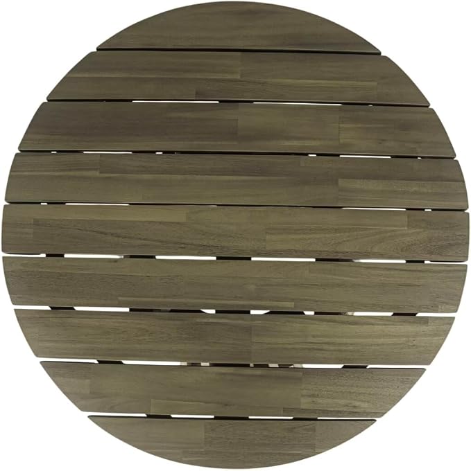 JIJIWANG 31.5" Outdoor Acacia Wood Patio Coffee Table for 2-4 Person, Round Coffee Table for Backyard, Lawn, Balcony, Grey Finis