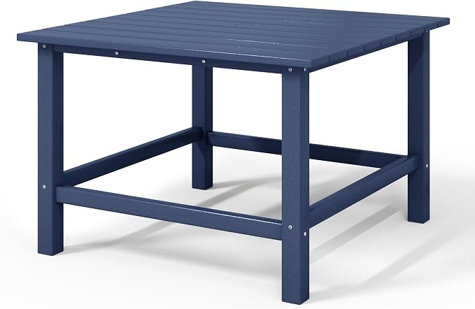WestinTrends Malibu Kids Outdoor Patio Furniture HDPE 31" Wide Square Dining Table, Navy Blue