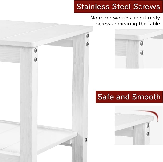 Stoog HIPS Outdoor Side Table, Weather Resistant Patio End Table, Easy to Clean & Fade Resistant, for Patio, Pool, Deck, Garden, White