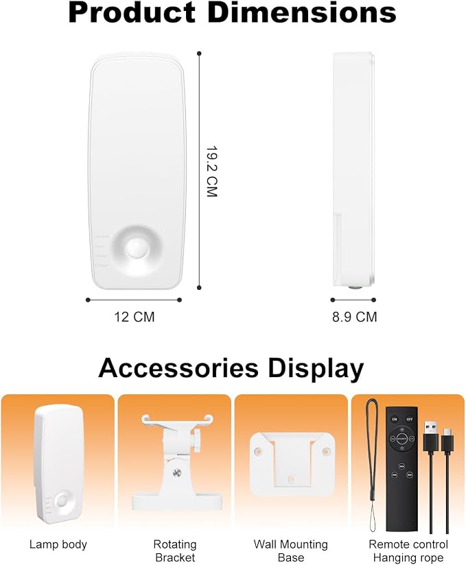 Battery Motion Sensor Light Outdoor, 10000mAh Rechargeable Wall Light with Remote, 3 Modes Wireless Security Light, 3CCT Dimmable, IP65 Waterproof for Garage Side Door Porch Shed (White)