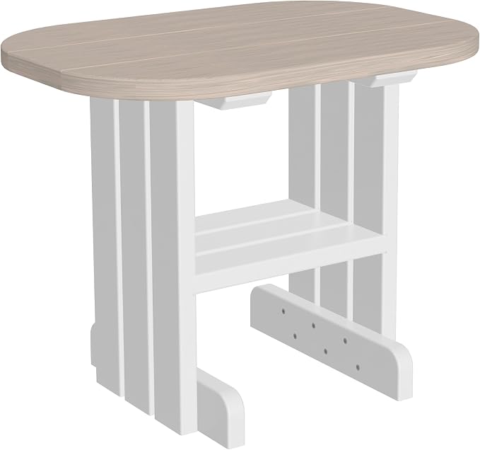 LuxCraft Poly Small Table Stand, Outdoor Side Tables for Patio, Weatherproof Patio End Table for Outside, Eco Friendly and UV Resistant HDPE - Amish Made in USA (Birch & White)