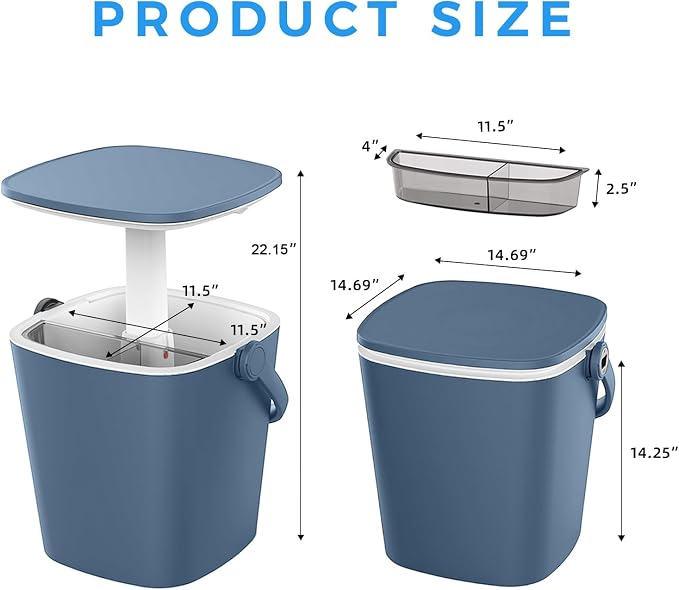 Outdoor Cool Bar Table with Adjustable Height,4-Gallon All-Weather Ice & Wine Cooler,Multi-Functional Patio Cocktail Station for Camping, Backyard & Parties