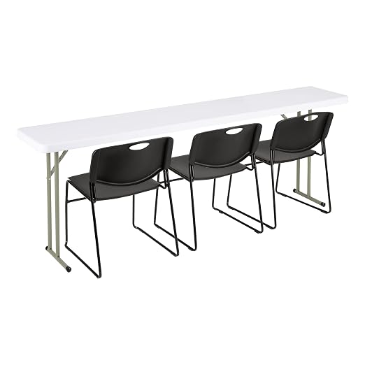 Norwood Commercial Furniture 8' Indoor/Outdoor Folding Training Table, Rectangular Blow-Molded Plastic Folding Training and Event Table, White