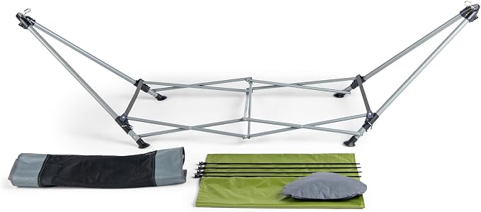 Lucania Portable Hammock with Stand and Canopy - Foldable Freestanding Heavy Duty Hammock for Indoor, Outdoor, Camping, Patio & Backyard (290 lbs Capacity)