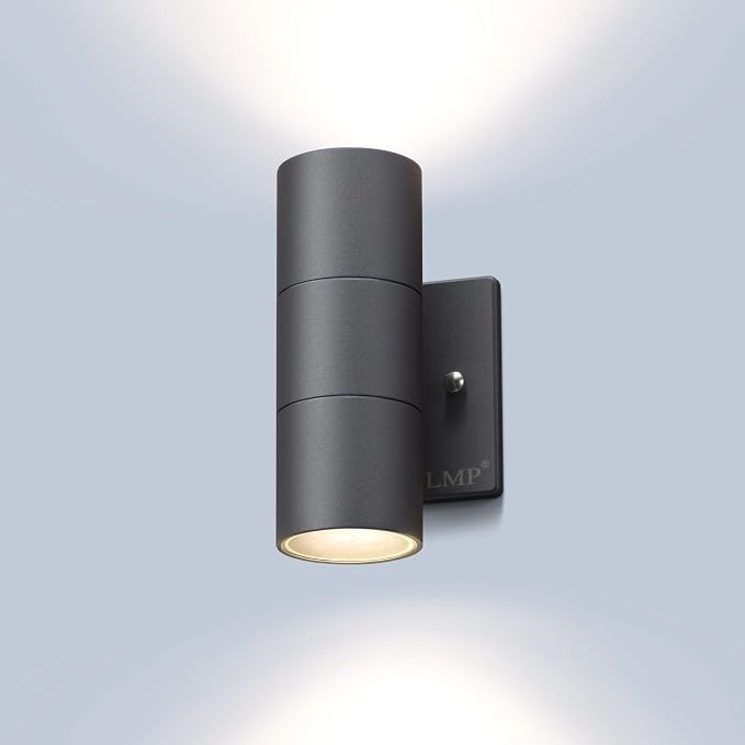 LMP Modern Outdoor Wall Light, Aluminum IP65 Waterproof Porch Light | Up and Down, 3000K 5W G10 Bulbs Included, ETL Certified, Outside Wall Exterior Lighting Fixtures for House,Front Door,Garage