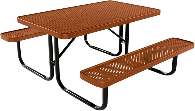 COATEDOUTDOORFURNITURE Heavy-Duty Portable Outdoor Kids Table, Punched Steel Kids Picnic Table, Commercial-Grade Picnic Table, Made in America (4ft Rectangular, Childrens, Textured Copper)