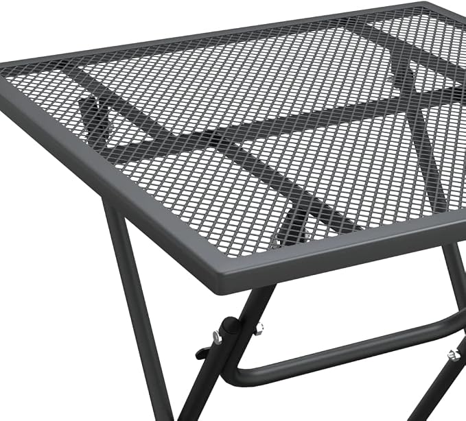 3 Piece Patio Dining Set with Expanded Metal Mesh and E-Coating Finish, Foldable Outdoor Table and Chairs in Anthracite