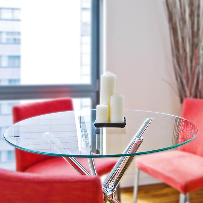 36" Inch Round Glass Table Top 3/8" Thick Pencil Polish Edge Tempered by Fab Glass and Mirror