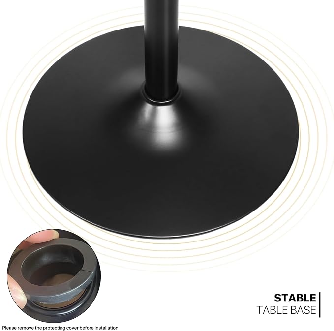 MoNiBloom Pub Round Table Silver Stripe Top with Black Leg and Base, Bar Table 27.5"- 36"" Height Adjustable with 360° Swivel, Cocktail Bistro Table for Dining Bistro Cafe Home Bar, 23.5" Diameter