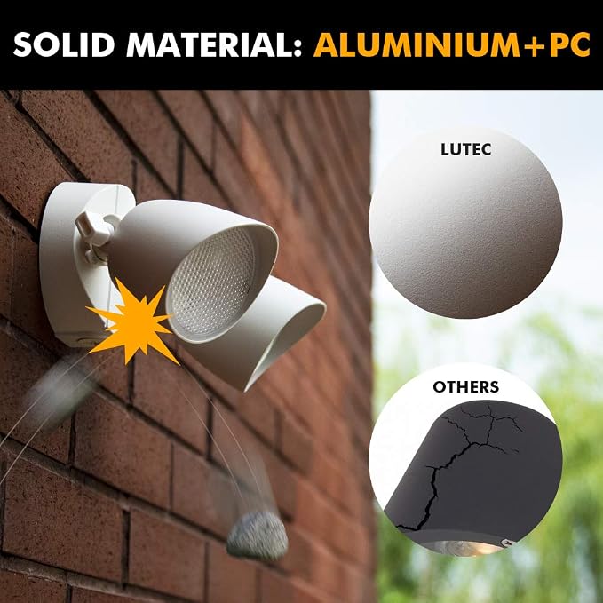 LUTEC 6222W 3500 Lumen 32 Watt 28 LED Dual-Head Floodlight Outdoor, Full Metal Design, Waterproof Exterior Security Wall Light for Patio, Garden, Yard-White