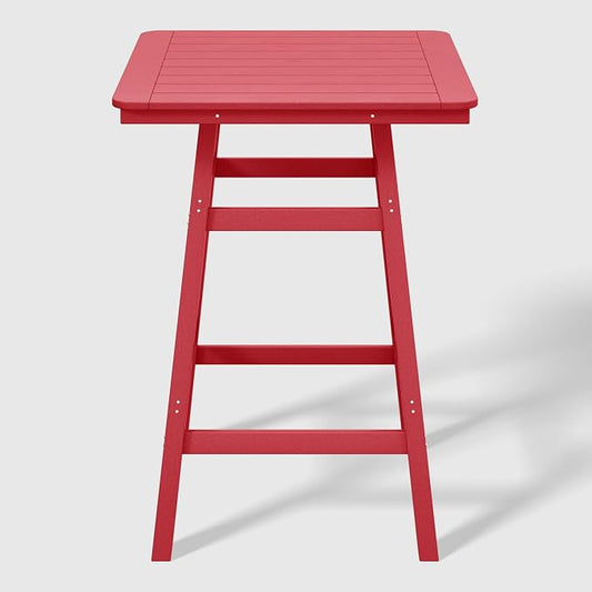 WestinTrends Malibu Square Outdoor Patio Bistro Bar Table with Umbrella Hole 42" Tall, Red