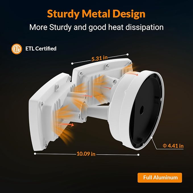 LEPOWER 28W Flood Lights Outdoor - 3000LM Brightness LED Security Lights | Switch Controlled Wall Mount Exterior Flood Light with 2 Heads, 5500K, IP65 Waterproof for Garage, Yard, Porch, Garden, White
