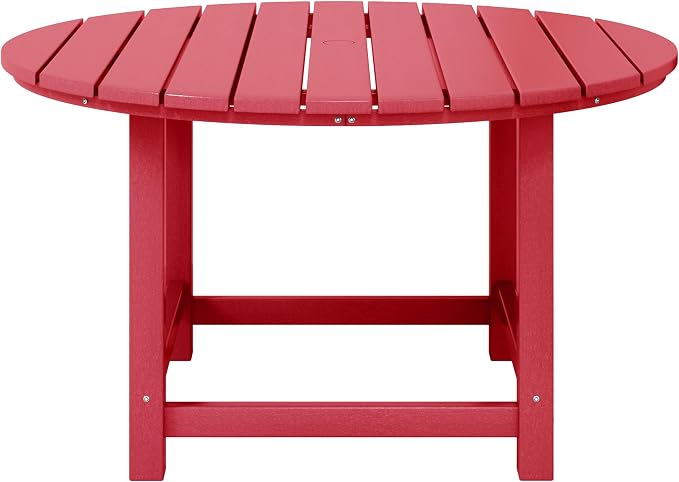 WestinTrends Malibu Kids Outdoor Patio Furniture HDPE 38" Wide Round Dining Table, Red