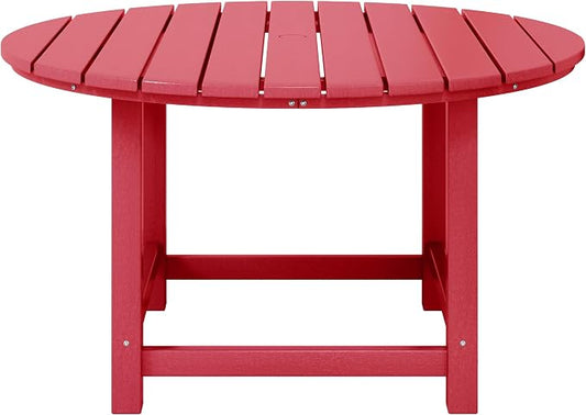 WestinTrends Malibu Kids Outdoor Patio Furniture HDPE 38" Wide Round Dining Table, Red