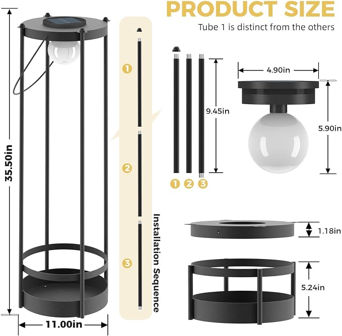 Outdoor Solar Floor Lamp with Plant Stand – Tall Waterproof Standing Light for Patio, Garden & Yard, Auto On/Off from Dusk to Dawn, No Wiring Needed