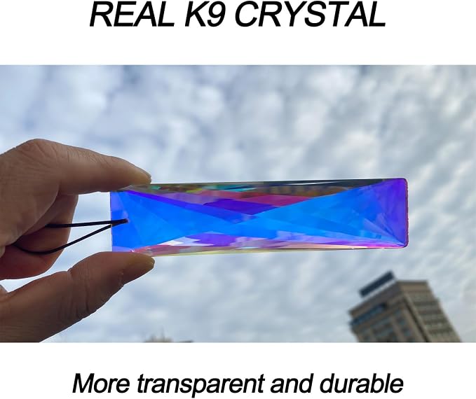 2PCS Net Crystal Suncatcher Prisms for Windows (Net Rectangle) | AB Color, Transparent, K9 Glass, Rainbow Maker, with Hooks & Cord