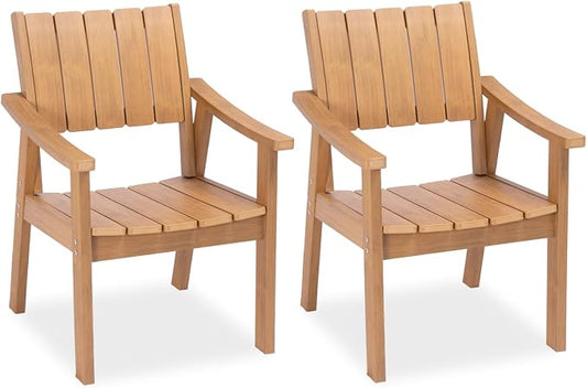ZHUSI Outdoor Dining Set for 6 HDPE (Teak, 2 Chairs)