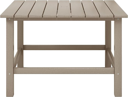 WestinTrends Malibu Kids Outdoor Patio Furniture HDPE 31" Wide Square Dining Table, Weathered Wood
