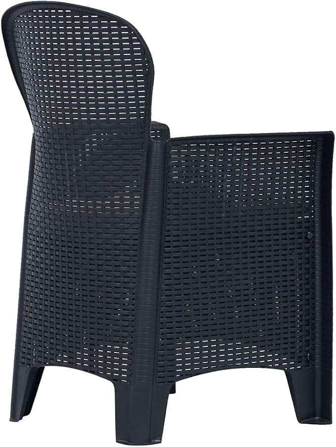 7 Piece Patio Dining Set & Outdoor Dining Set Anthracite Plastic Patio Table and Chairs Balcony Furniture for Lawn Backyard Front Porch 59.1 x 35.4 x 28.3 in