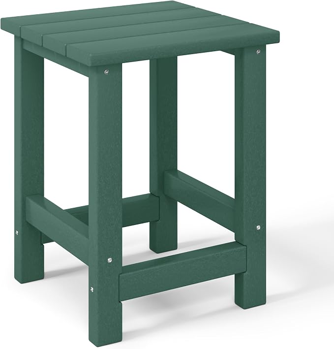 Costaelm Kids Outdoor End Table, Small Patio Table, Outdoor Side Table Porch Table Adirondack Patio Side Table for Outside, Pool, Porch, Garden, Dark Green