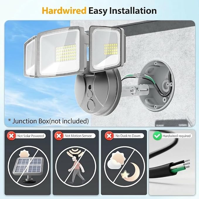 Onforu 75W LED Security Light, 7000LM Brightness Outdoor Flood Light Fixture Switch Controlled, IP65 Waterproof, 6500K White Wall Mount Exterior Security Floodlight for Eave, Yard, Garage, Porch