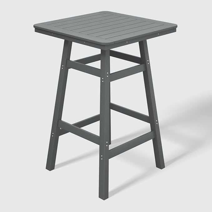 WestinTrends Malibu Square Outdoor Patio Bistro Bar Table with Umbrella Hole 42" Tall, Gray