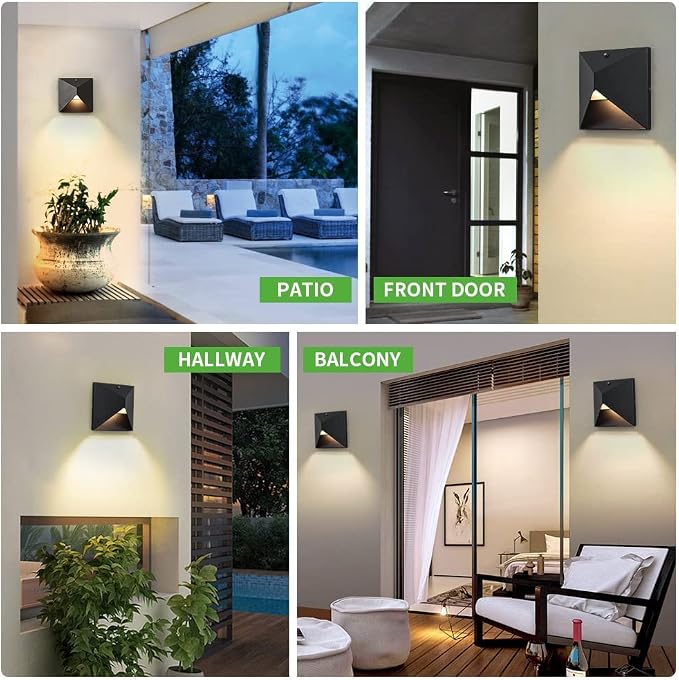 QQCherry Outdoor Light Fixtures Wall Mount Dusk to Dawn, Porch Lights with 3 Lighting Mode(3000K/4000K/5000K), Waterproof Exterior Outdoor Wall Lights for House Front Door Patio Garage(Black)