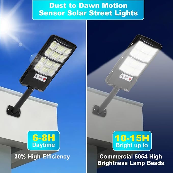 Cenfmlt Solar Street Lights Outdoor 4 Pack, Dusk to Dawn LED Flood Light with Motion Sensor, IP67 Waterproof 6500K Security Lamps & Remote Control for Driveway, Garage, Barn